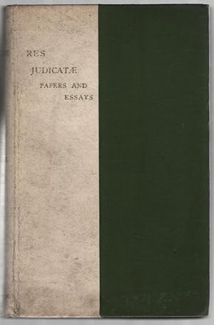 Imagen del vendedor de Res Judicatae. Papers and Essays a la venta por Between the Covers-Rare Books, Inc. ABAA