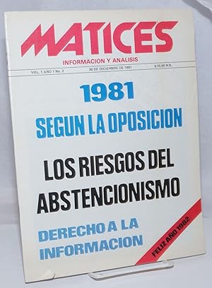 Immagine del venditore per Matices: Information y Analisis; Vol. 1 Ao 1 No. 2, 30 de Diciembre de 1981 venduto da Bolerium Books Inc.