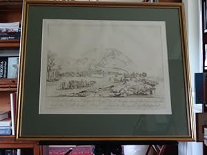 Bild des Verkufers fr Radierung - Ansicht des Gallen- und Leopoldi - Berges samt dem Gallenberger - Drfl. zum Verkauf von Antiquariat Buchseite