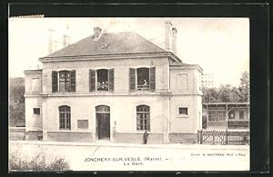 Ansichtskarte Jonchery-sur-Vesle, La Gare, Bahnhof im Sonnenschein