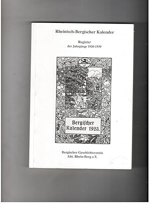 Immagine del venditore per Rheinisch-Bergischer Kalender Register 1920 - 1939 venduto da manufactura