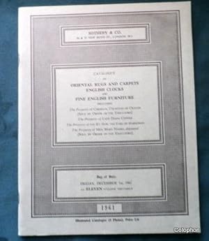 Catalogue of Oriental Rugs and Carpets, English Clocks and Furniture. Lady Diana Cooper & Countes...