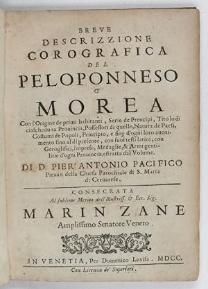 Bild des Verkufers fr Breve descrizzione corografica del Peloponneso o' Morea. zum Verkauf von Antiquariat INLIBRIS Gilhofer Nfg. GmbH