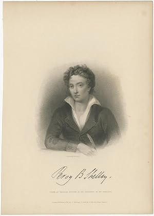 Antique Portrait of Peroy B. Shelley by Finden (1833)