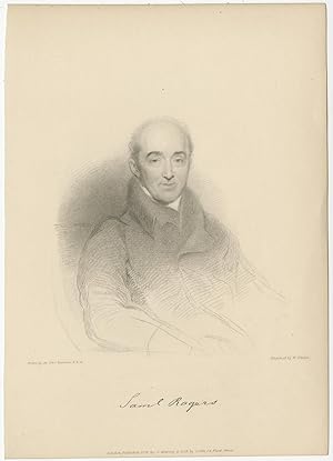 Antique Portrait of Samuel Rogers by Finden (1834)