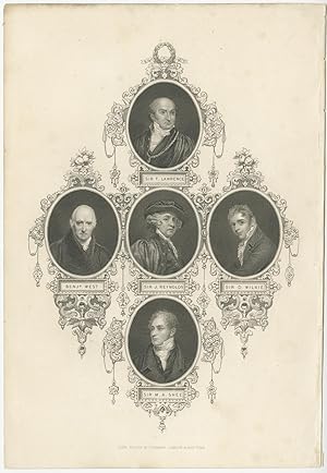 Antique Portrait of Sir T. Lawrence, Sir J. Reynolds and others by Tallis (c.1850)