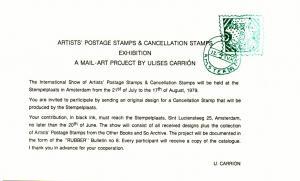 Artists Postage Stamps and Cancellation Stamps. Exhibition. A mail-art project by Ulises Carrion.