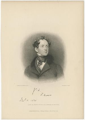 Antique Portrait of Thomas Moore by Finden (1833)