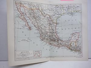 Meyers Antique Colored Map of MEXIKO (1890)