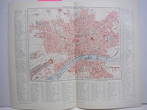 Meyers Antique Colored Map of FRANKFURT (1890)