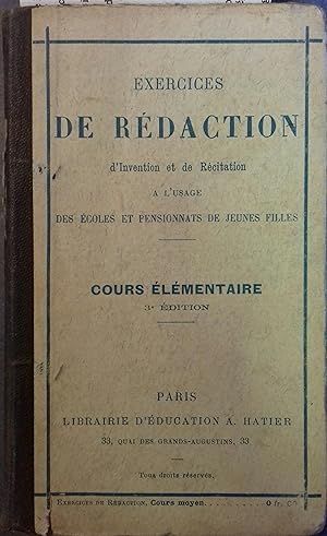 Exercices de rédaction et de récitation. Cours élémentaire. Sans date.