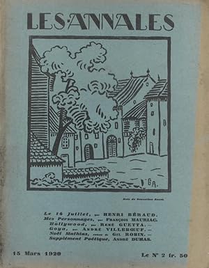 Imagen del vendedor de Les Annales politiques et littraires N 2330 : Henri Braud - Franois Mauriac - Ren Guetta - Andr Villeboeuf - Gil Robin - Andr Dumas. 15 mars 1929. a la venta por Librairie Et Ctera (et caetera) - Sophie Rosire