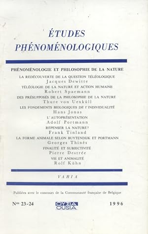 Image du vendeur pour tudes phnomnologiques - N 23-24. Phnomnologie et philosophie de La nature. mis en vente par Librairie Et Ctera (et caetera) - Sophie Rosire