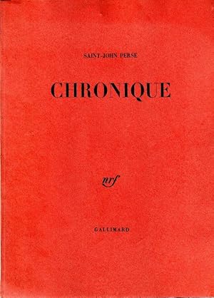 Seller image for CHRONIQUE for sale by ARTLINK