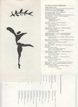 VI. ( 6. ) Ballettwettbewerb der DDR 1979. Landestheater Dessau. - Programm Tänzerwettbewerb und ...