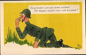 Imagen del vendedor de Knstler Ansichtskarte / Postkarte De groeten van een braaf soldaat die dapper waakt voor volk en staat a la venta por akpool GmbH