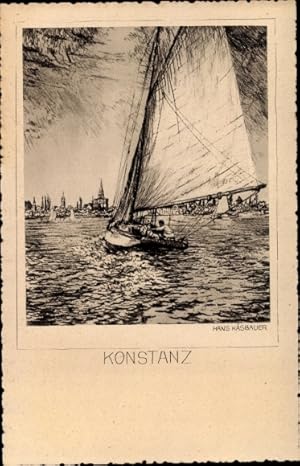 Bild des Verkufers fr Knstler Ansichtskarte / Postkarte Kasbauer, Hans, Konstanz am Bodensee, Segelpartie zum Ort zum Verkauf von akpool GmbH