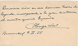 card with autograph signature of Hugo Wast