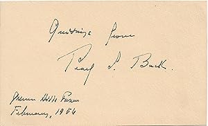 card with autograph signature of Pearl S. Buck