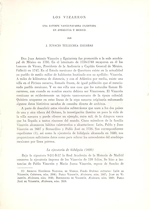 Seller image for LOS VIZARRON, UNA ESTIRPE VASCO-NAVARRA INJERTADA EN ANDALUCIA Y MEXICO (EXTRAIDO ORIGINAL DEL AO 1971, ESTUDIO COMPLETO TEXTO INTEGRO) for sale by Libreria 7 Soles