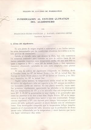 Bild des Verkufers fr INTRODUCCION AL ESTUDIO CLIMATICO DEL ALGODONERO (EXTRAIDO ORIGINAL DEL AO 1966, ESTUDIO COMPLETO TEXTO INTEGRO) zum Verkauf von Libreria 7 Soles