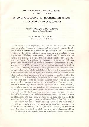 Immagine del venditore per ESTUDIOS CITOLOGICOS EN EL GENERO NICOTIANA II. NUCLEOLOS Y NUCLEOLONEMA (EXTRAIDO ORIGINAL DEL AO 1961, ESTUDIO COMPLETO TEXTO INTEGRO venduto da Libreria 7 Soles