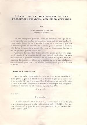 Seller image for EJEMPLO DE LA CONSTRUCCION DE UNA RECOGEDORA-PICADORA CON DISCO CORTADOR (EXTRAIDO ORIGINAL DEL AO 1966, ESTUDIO COMPLETO TEXTO INTEGRO) for sale by Libreria 7 Soles