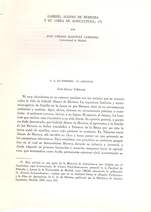 Bild des Verkufers fr GABRIEL ALONSO DE HERRERA Y SU "OBRA DE ARQUITECTURA" (EXTRAIDO ORIGINAL DEL AO 1971) zum Verkauf von Libreria 7 Soles