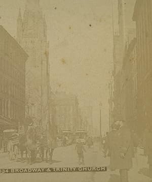 Imagen del vendedor de USA New York Broadway & Trinity Church Old Stereoview Photo 1880 a la venta por Bits of Our Past Ltd