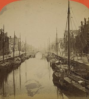 Netherland Amsterdam Prince Canal Sailboats Old Braun Stereoview Photo 1880