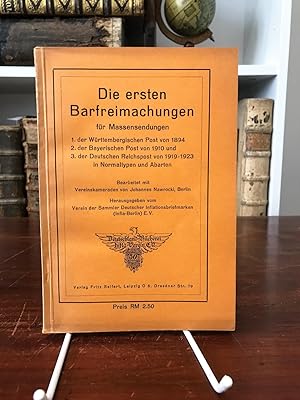 Die ersten Barfreimachungen für Massensendungen 1. der Württembergischen Post von 1894, 2. der Ba...