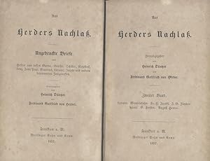 Bild des Verkufers fr Aus Herders Nachla. Ungedruckte Briefe. Band 2 (von 3). zum Verkauf von Antiquariat Kaner & Kaner GbR