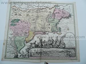 Recens Edita totius Novi Belgii in America, Seutter Matthäus, 1730 Map of the East coast - USA - ...