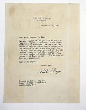 Letter Concerning Vietnam War: (November 10, 1969) President Richard Nixon To Roy A. Taylor