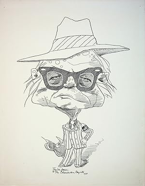 ORIGINAL CARICATURE DRAWING OF TRUMAN CAPOTE; Signed by the artist