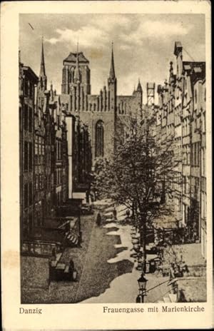 Ansichtskarte / Postkarte Danzig, Frauengasse mit Marienkirche