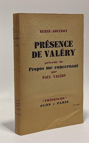 Seller image for Prsence de Valry prcd de Propos me concernant par Paul Valry for sale by crealivres
