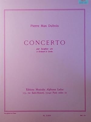 Image du vendeur pour Concerto, pour Saxophone alto et orchestre a Cordes, Piano Reduction mis en vente par Austin Sherlaw-Johnson, Secondhand Music