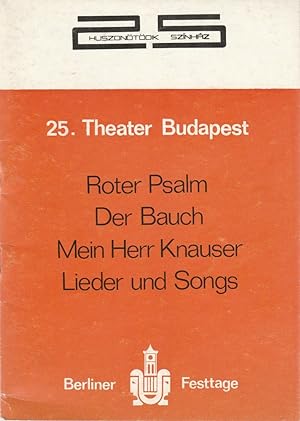 Imagen del vendedor de Programmheft 25. THEATER BUDAPEST Berliner Festtage 3. bis 9. Oktober 1977 a la venta por Programmhefte24 Schauspiel und Musiktheater der letzten 150 Jahre