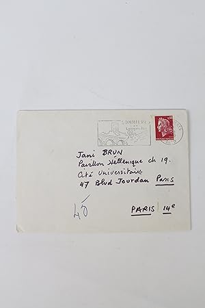 Carte de visite dactylographiée adressée à Jani Brun