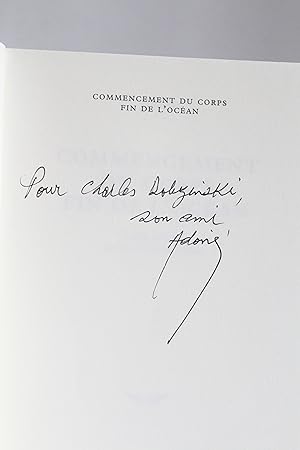 Bild des Verkufers fr Commencement du corps fin de l'ocan zum Verkauf von Librairie Le Feu Follet