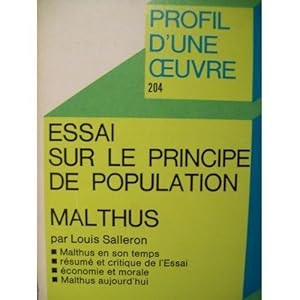 Imagen del vendedor de Essai sur le principe de population Malthus Salleron 2020-1617 Hatier 1972 bE a la venta por Des livres et nous