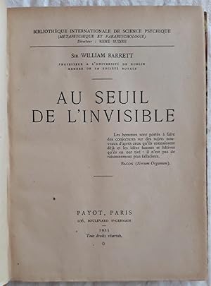 Seller image for Au seuil de l'invisible. for sale by Ad hoc Art