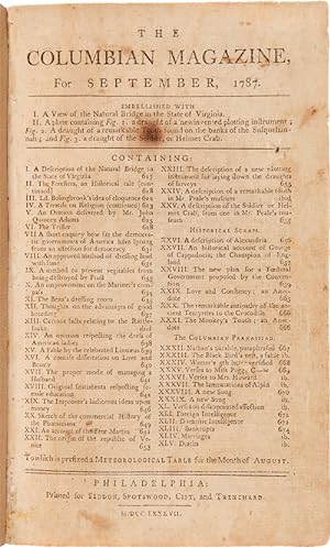 THE COLUMBIAN MAGAZINE FOR SEPTEMBER, 1787