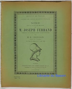 Bild des Verkufers fr Notice sur la vie et les oeuvres de M. Joseph Ferrand zum Verkauf von Librairie du Bassin