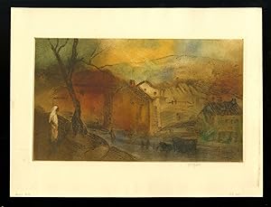 Jersey Hills. Signed color drypoint, 1923