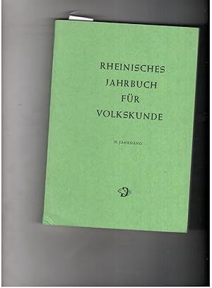 Bild des Verkufers fr Rheinisches Jahrbuch fr Volkskunde 19. Jahrgang mit 3. Kunstdrucktafeln zum Verkauf von manufactura