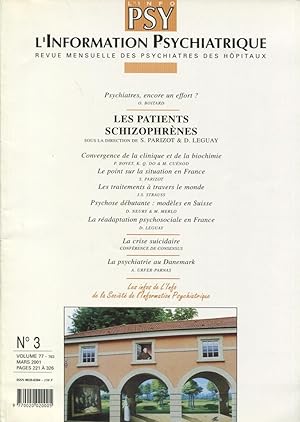 Seller image for L'Information Psychiatrique. - Revue mensuelle des Psychiatres des Hpitaux. - N 3 - Volume 77 - Les Patients Schizophrnes. for sale by PRISCA