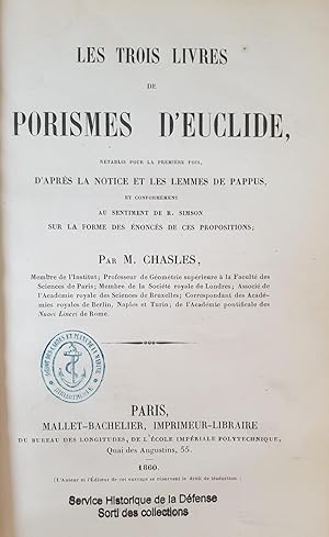 LES TROIS LIVRES DE PORISMES D'EUCLIDE