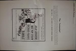 Seller image for Hawaii Pressbook 1966 Julie Andrews, Max von Sydow for sale by AcornBooksNH